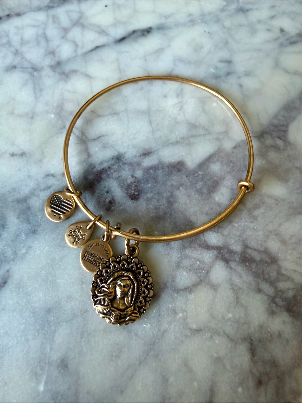 ALEX AND ANI Bronze Bracelet - Mary Magdalene Expandable Wire Bangle